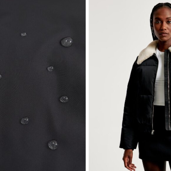 Abercrombie & Fitch Faux Fur Collar Mini Ultra Puffer Black Women's Medium - Picture 4 of 16